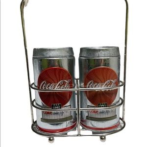 Vintage Coca-Cola Tin Salt and Pepper Shakers (Set of 2) Carrying Basket